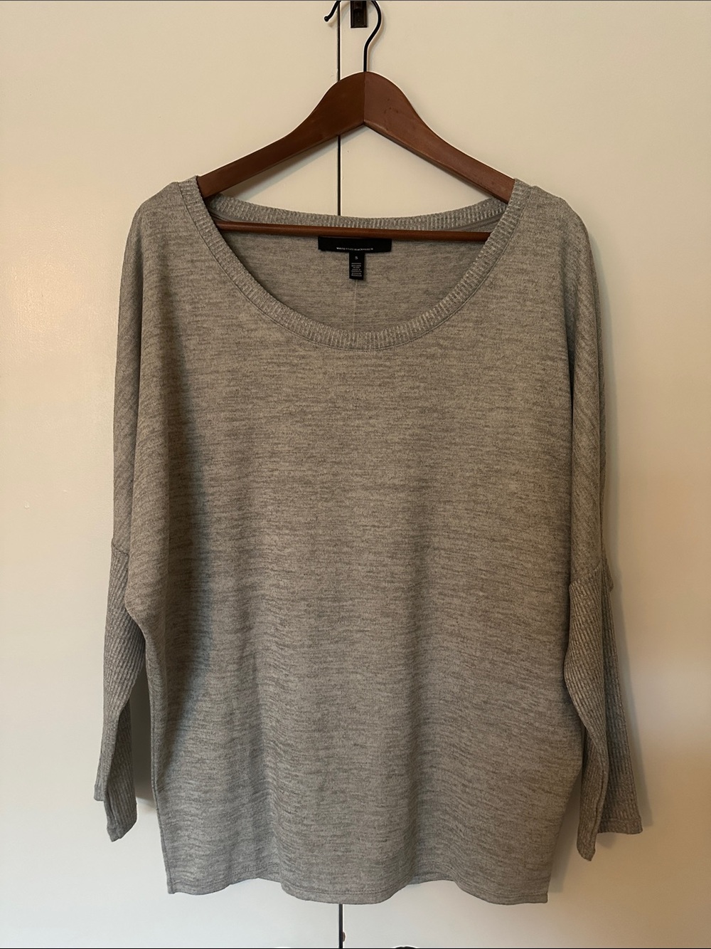 White House Black Market Heather Gray Scoop Neck Pullover